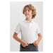 DEFACTO Boy White Pique Short Sleeve Polo Basic School T-Shirt