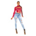 Sexi top Koucla Wetlook Crop Top s výrezom BORDEAUX Einheitsgroesse