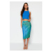 Trendyol Multicolored Printed Pencil Midi Skirt with Slit Detail