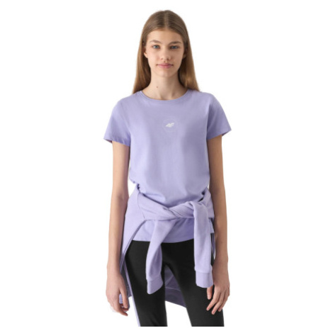 Dievčenské tričko s krátkym rukávom 4F JUNIOR TSHIRT-4FJWSS24TTSHF1111-52S-LIGHT VIOLET