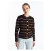 LC Waikiki Crew Neck Striped Long Sleeve Women's Knitwear Cardigan