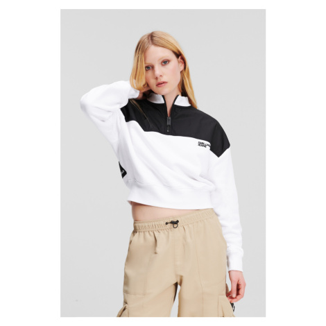 Mikina Karl Lagerfeld Jeans Klj Boxy Half Zip Sweat White/Black