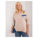 Beige women's blouse in a larger size with 3/4 sleeves