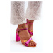 Eco-friendly leather sandals with high heels Fuchsia Abilica