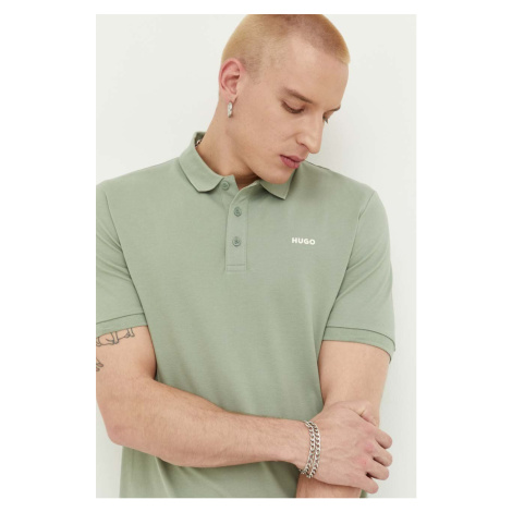 Bavlnené polo tričko HUGO zelená farba, jednofarebné Hugo Boss
