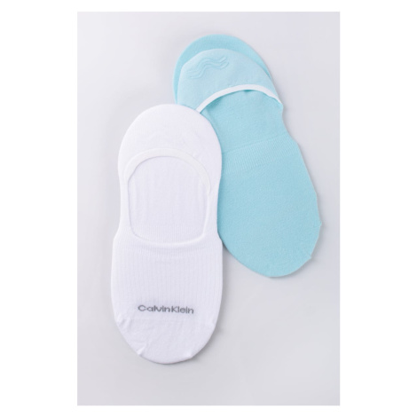 Dámske modro-biele balerínkové ponožky Footie Mid-Cut Rib - dvojbalenie Calvin Klein