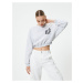 Koton Crop Sweatshirt Crew Neck Printed