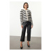 Trendyol Stone Striped Jacket Look Knitwear Cardigan