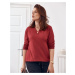 Classic burgundy blouse with a V-neck