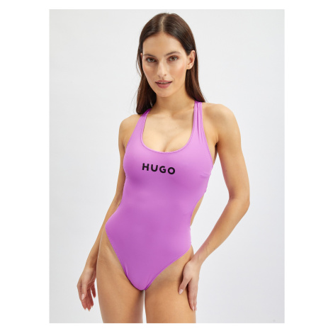 Svetlo fialové dámske jednodielne plavky HUGO
