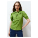 Trendyol Green Collar Tie Detailed Short Sleeve Regular Fit Woven Shirt