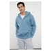 Trendyol Blue Oversize/Wide Cut Zippered Hooded Sweatshirt