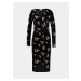 Čierne kvetované sametové púzdrové midi šaty VILA Jakabi