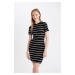 DEFACTO Coool Bodycon Crew Neck Striped Ribbed Camisole Short Sleeve Mini Dress