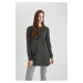 DEFACTO Regular Fit Crew Neck Slit Basic Plain Knitwear Sweater Tunic