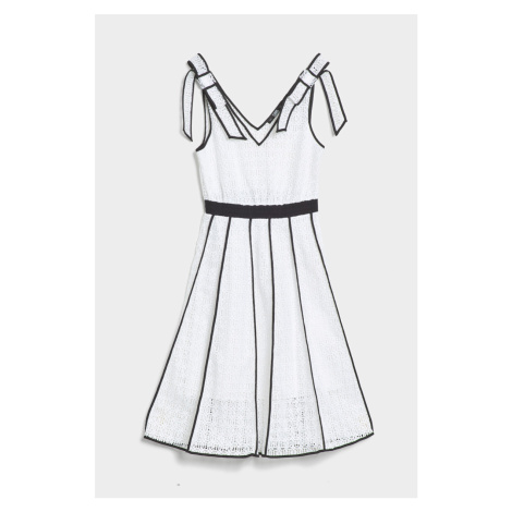 Šaty Karl Lagerfeld Kl Embroidered Lace Dress Biela
