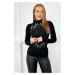Knitted blouse with silver zirconia pattern black