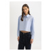 DEFACTO Crop Oxford Long Sleeve Shirt