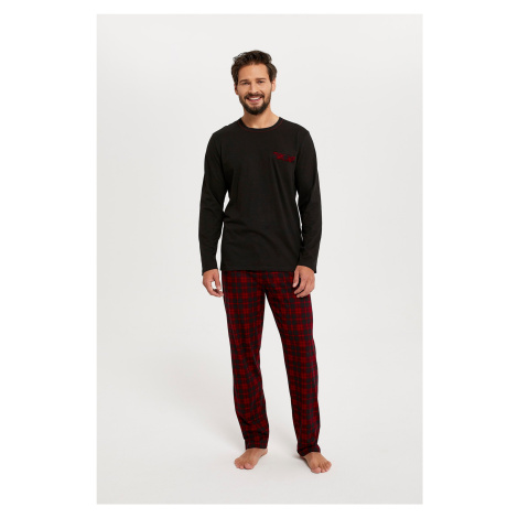 Men's pyjamas Zeman long sleeves, long legs - black/print Italian Fashion