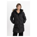 DEFACTO Water Repellent Puffer Long Coat Parka Windproof Zippered Faux Für Detachable Hood