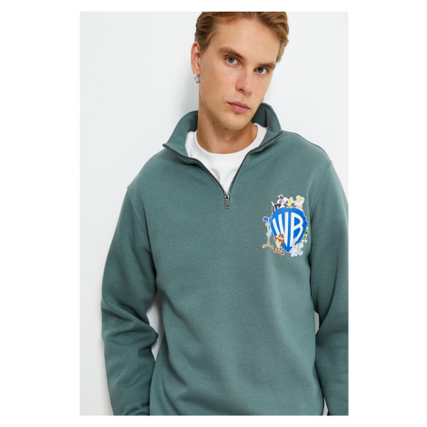 Koton Warner Bros Half Zipper Sweatshirt Licensed Printed Raised