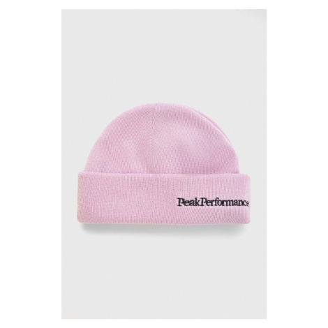 Vlnená čiapka Peak Performance ružová farba, z hrubej pleteniny, vlnená