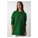 Šťastie İstanbul Dámsky Smaragdovo Zelený Oversized Pletený sveter
