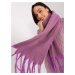 Purple and dark beige scarf with fringe