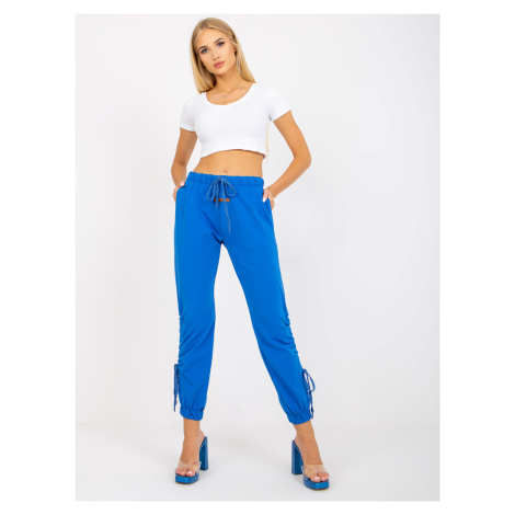 Blue sweatpants with high waist