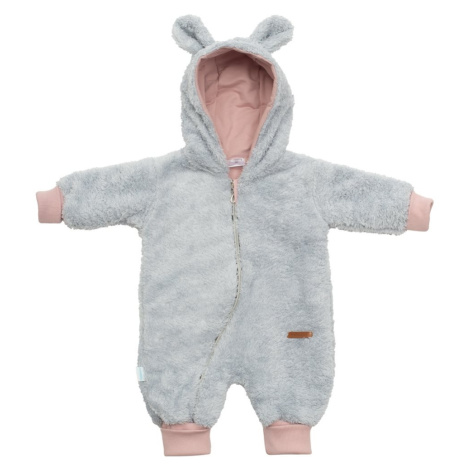 Luxusný detský zimný overal New Baby Teddy bear šedo ružový, veľ:62 , 20C49178