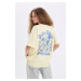 DEFACTO Oversize Wide Pattern Crew Neck Back Printed Short Sleeve T-Shirt