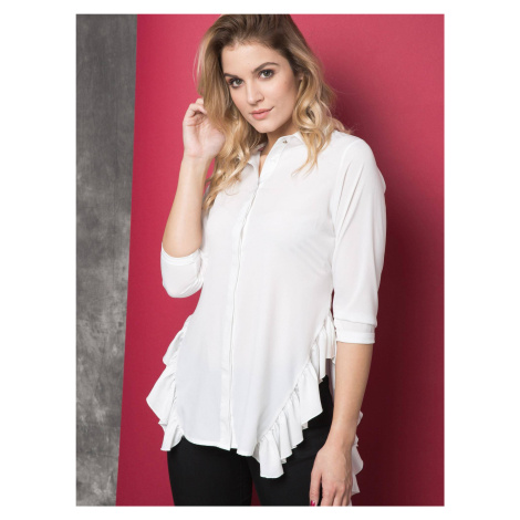 La Diva shirt decorated with frills on the sides white