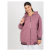 Powder pink plus size zip-up sweatshirt with pockets