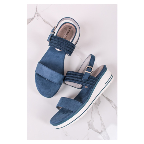 Modré semišové platformové sandále 2-28771 Marco Tozzi