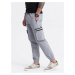 Ombre Men's JOGGER pants with stand-off and zippered cargo pockets - light grey