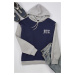 Trendyol Navy Blue Oversize/Wide Cut Color Block Embroidered Fleece/Warm Sweatshirt