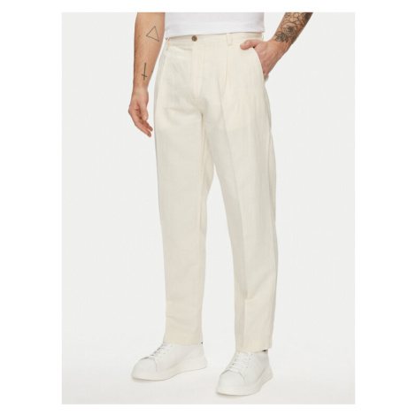 Pepe Jeans Chino nohavice Relaxed Pleated Linen Pants - 2 PM211700 Écru Relaxed Fit