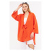 armonika Women's Orange Linen Look Front Tie Kimono Shirt