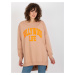 Women's Long Over Size Sweatshirt - Beige