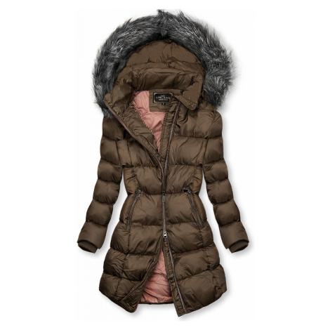 Hnedá zimná bunda s kožušinou