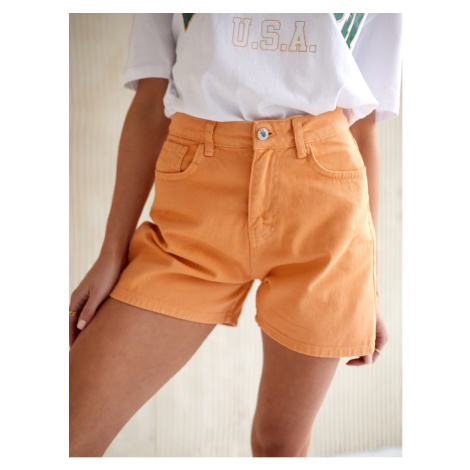 Orange denim shorts with high waist FASARDI