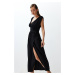 Trendyol Black Maxi Woven Slit Beach Dress