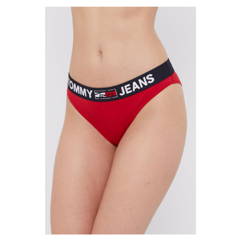 Nohavičky Tommy Jeans červená farba