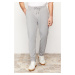Trendyol Gray Jogger Fit Tie Waist Textured Trousers
