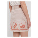 Rifľová sukňa Desigual ružová farba