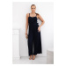 Pleated jumpsuit with straps navy blue