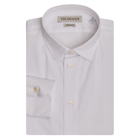 Košeľa Trussardi Shirt Italian Collar Weaving Cotton Biela