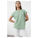 Trendyol Mint 100% Cotton Oversize/Wide Fit Knitted T-Shirt with Piping Detail