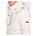 Krémová pánska prešívaná zimná bunda s kapucňou Ombre Clothing