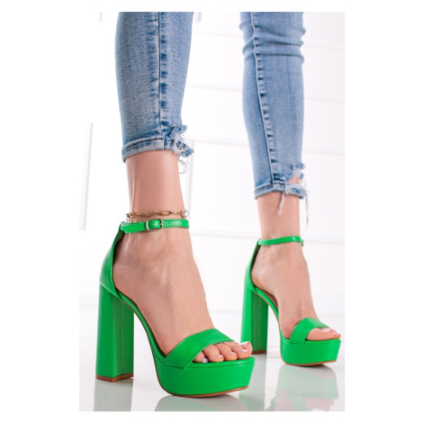 Zelené sandále na hrubom podpätku Coraly Belle Women